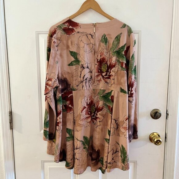 Melissa McCarthy Seven7 Plus-Size Pink Floral Peplum Tunic Sz 3x - Picture 3 of 7